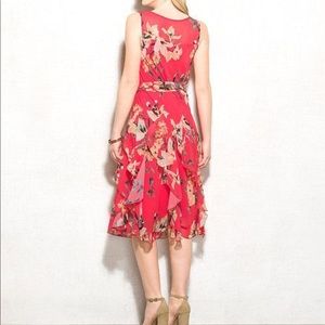 Dress barn belted ruffle floral dress